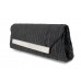 Evening Bags Wholesale - Black Pleated Satin w/ Mesh Metal Bar Accent Evening Bag